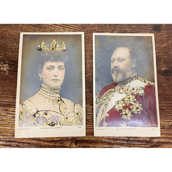 Other - Cameo Photo Card 1900’s Queen Alexandra &‎ King Edward VII Rapid Photo Postcards